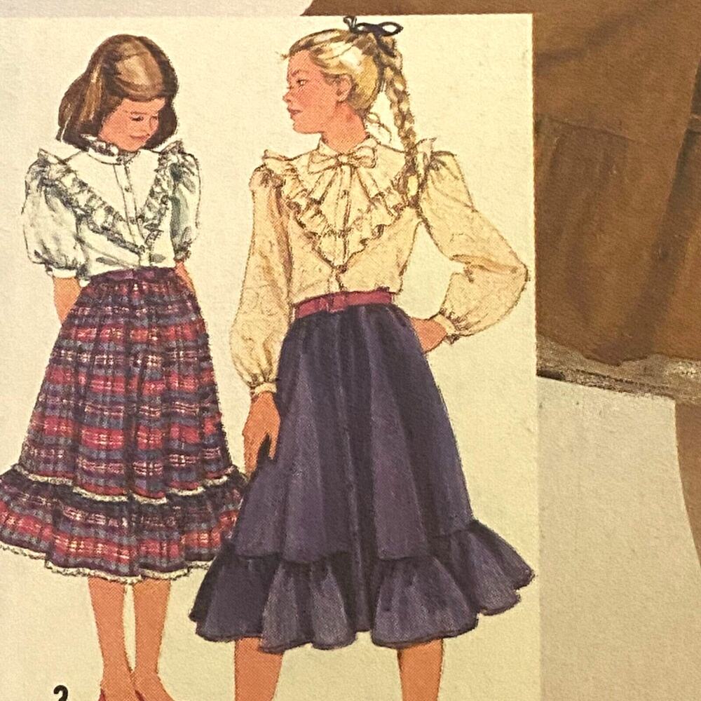 Simplicity 6045 Pattern Blouse Skirt Petticoat Girls 8 Vintage Ruffles Academaia